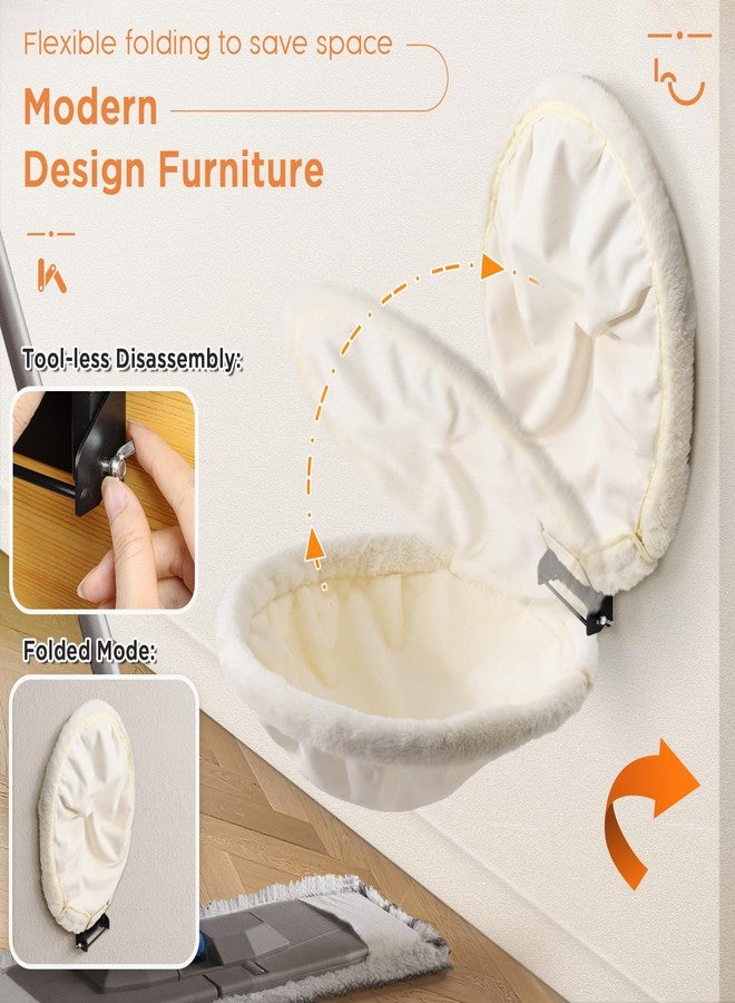 JUNSPOW Cat Hammock Wall Mounted, Foldable & Stable Cat Beds- Breathable Cats Wall Shelves for Sleeping, Playing, Climbing, and Lounging - Maximum Hold Up to 30lb（Cream,Faux Rabbit Fur） - Image 2
